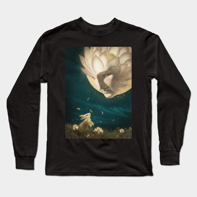 Rabbit and Moon Long Sleeve T-Shirt by AngiandSilas